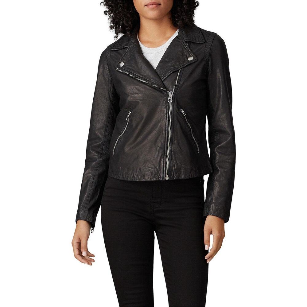 NWT Madewell Washed Leather Moto Jacket Black Lamb Leather Small Biker